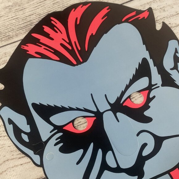 *Vintage Dracula Vampire Halloween Mask 1960's-70's Paper Flat - Picture 2 of 5